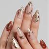 24 шт. Осенние накладные ногти Золотые кленовые листья Простые французские накладные ногти Полное покрытие Носимые миндалевидные искусственные ногти Арт с дизайном