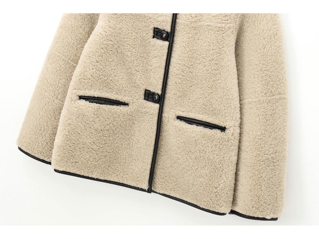 Женская осенняя мода 2024: Свободная куртка-пальто из искусственного меха в европейском и американском стиле