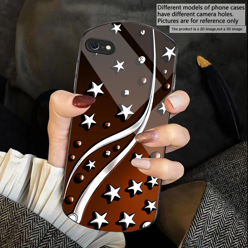 Deep Night with Stars For iPhone 17 16 15 14 Pro 13 Plus 12 mini 11 Pro Max XR X S 7 8 Elliptical Tempered Glass Phone Case