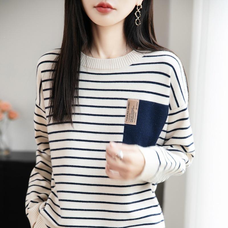Women S Loose Striped Knitted Pullover Sweater