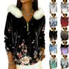 Women's Loose And Comfortable Casual Fashion Half-Zip Hooded Long Sleeve Conventional Printing Top