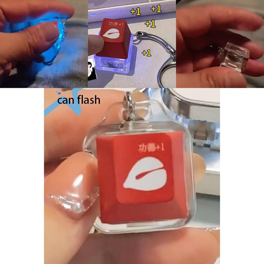 Dazzling Acrylic Illuminated Keychain With Electronic Muyu Keyboard Wholesale Available