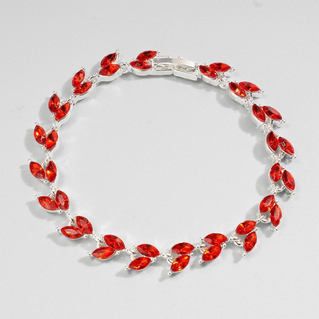 Light Green Zircon Willow Leaf Bracelet for Women - European and American Style