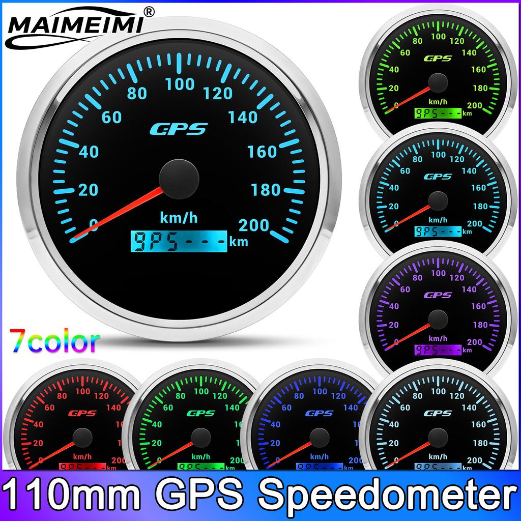 110MM 120KMH Speed Gauge Auto Gauge GPS Speedometer With GPS Antenna 7 Colors Backlight Universal for Car Boat Marine 12V 24V