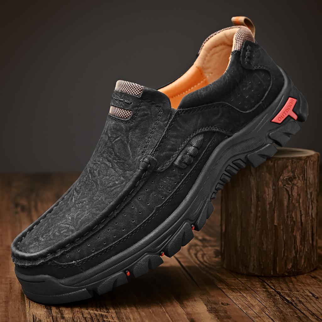 Мужские походные кроссовки из натуральной кожи большого размера, повседневные кроссовки без застежек 39-48