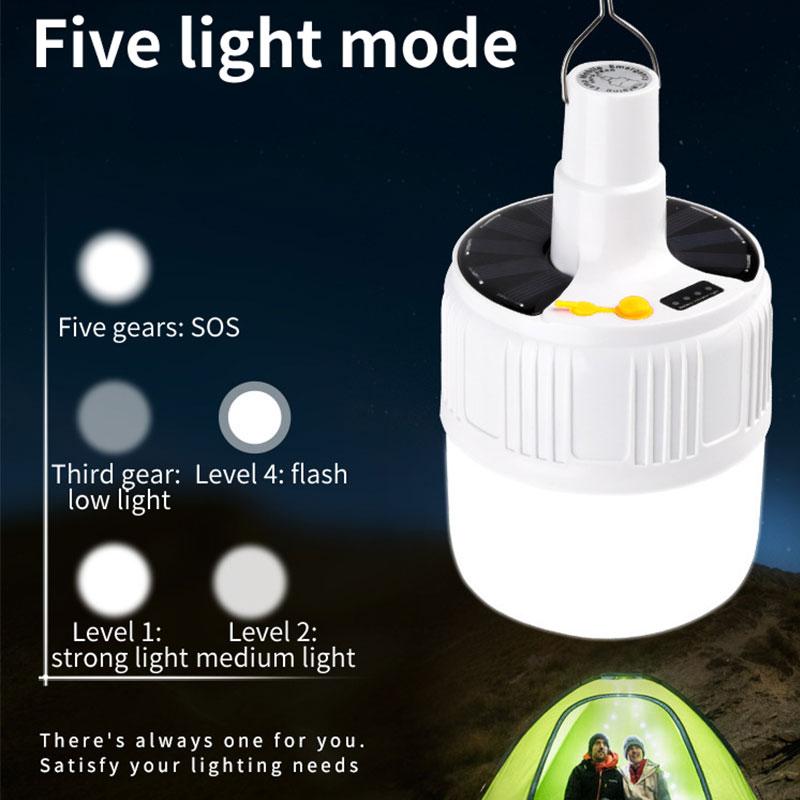 Solar LED Charging Energy-Saving Bulb Light Frame Night Market Mobile Outdoor Solar Powered LED Emergency Camping