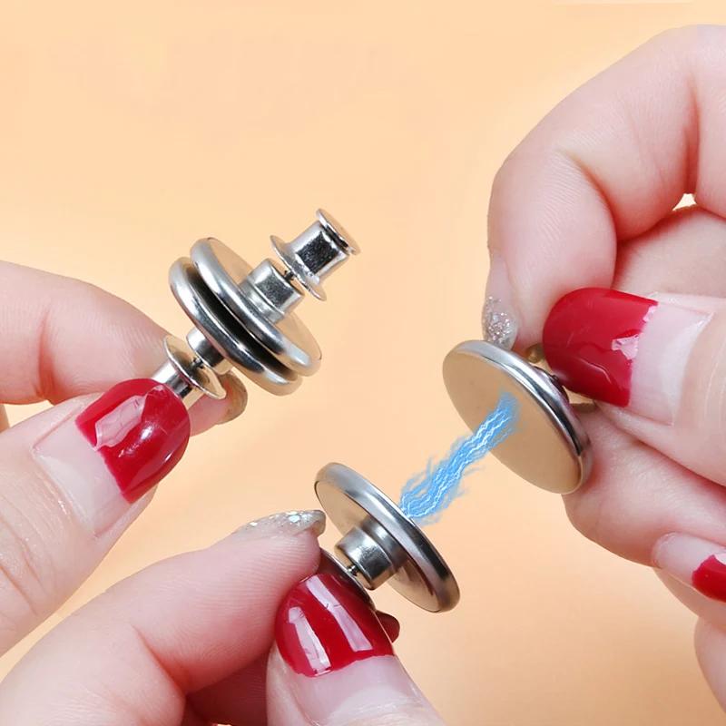 10Pairs Magnetic Buckles for Curtain Closed Shading Tool Nail Free Detachable Strong Magnet Button Metal Buckle Home Office Clip