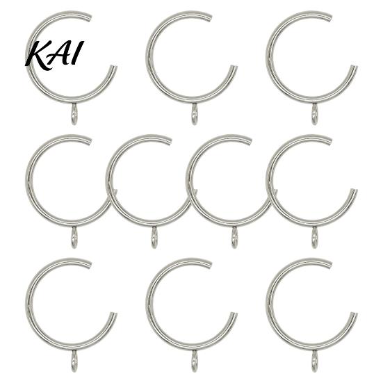 Large Curtain Rings for Window Treatments 10Pcs C Shaped Rings, Heavy Duty Bypass Metal Rod Passing Drapery with Eyelets French Return