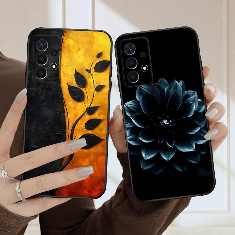 Черный лист Изображение Для Samsung A03 Core A 04 05 06 12 14 15 16 22 23 Galaxy A25 26 4G 34 35 52 53 56 71 73 90 5G мягкий чехол для телефона