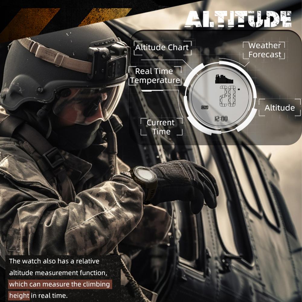 Мужские цифровые спортивные часы для активного отдыха с компасом, альтиметром, барометром, 50 м, водонепроницаемые часы