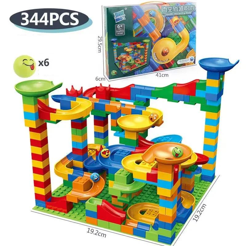 84-514 шт., небольшие мраморные блоки для бега, лабиринт, шариковая дорожка, строительные блоки, пластиковая воронка, горка, сборка, кирпичи «сделай сам», детский подарок