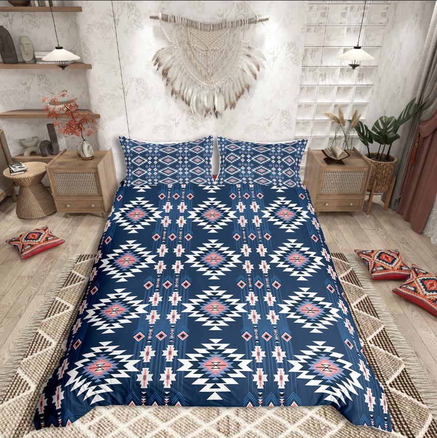 Homewish Tribal Aztec Duvet Cover Set,Bohemian Theme Bedding Set for Teens,exotic Style Decor