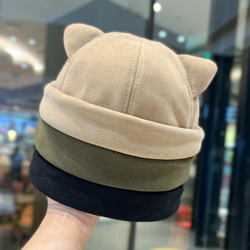 Cute cat ears melon fur hat female personality sweet cool street yuppie hat autumn and winter versatile casual landlord hat