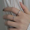 Korean Zircon Ring Personality Cross Open Adjustable Finger Rings for Women Silver Jewelry Accessories Party Gift