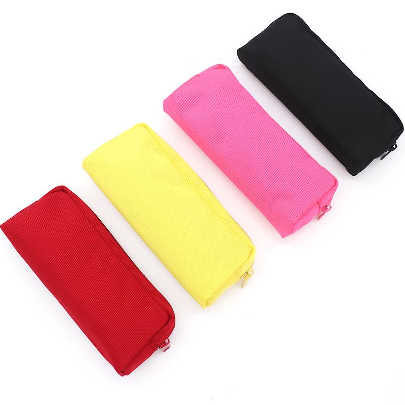 Office Black Canvas Pencil Case School PencilCase for Boys Girls Simple Candy Color Large-capacity Pencil Cases Stationery Cosmetic Bag