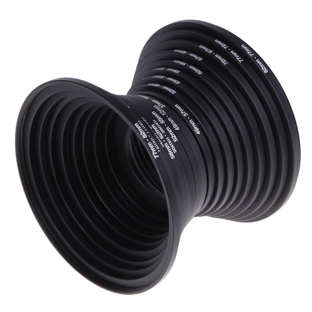 18 Piece Filter Ring Adapter Set All Metal Camera Lens Filter Adapter Ring Set Kit