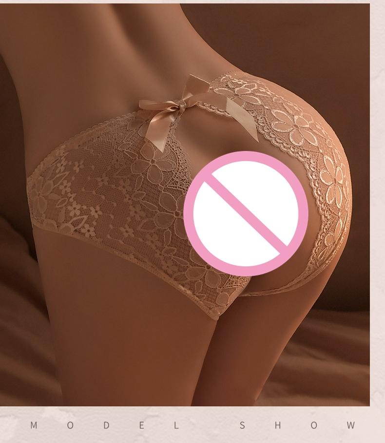 Hot Sale Lady Lace Intimate Sexy Woman Accessories Open Croch Panties Transparent Bowtie Lingerie Female Brief Underwear For Sex