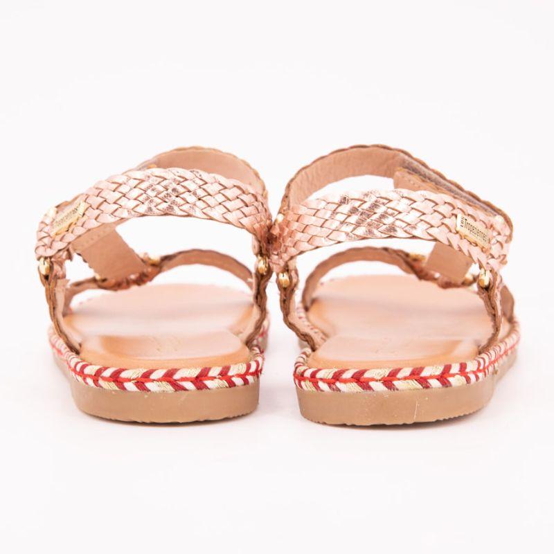 Босоножки из плетеной кожи цвета розового золота для девочки LES TROPEZIENNES PAR M.BELARBI