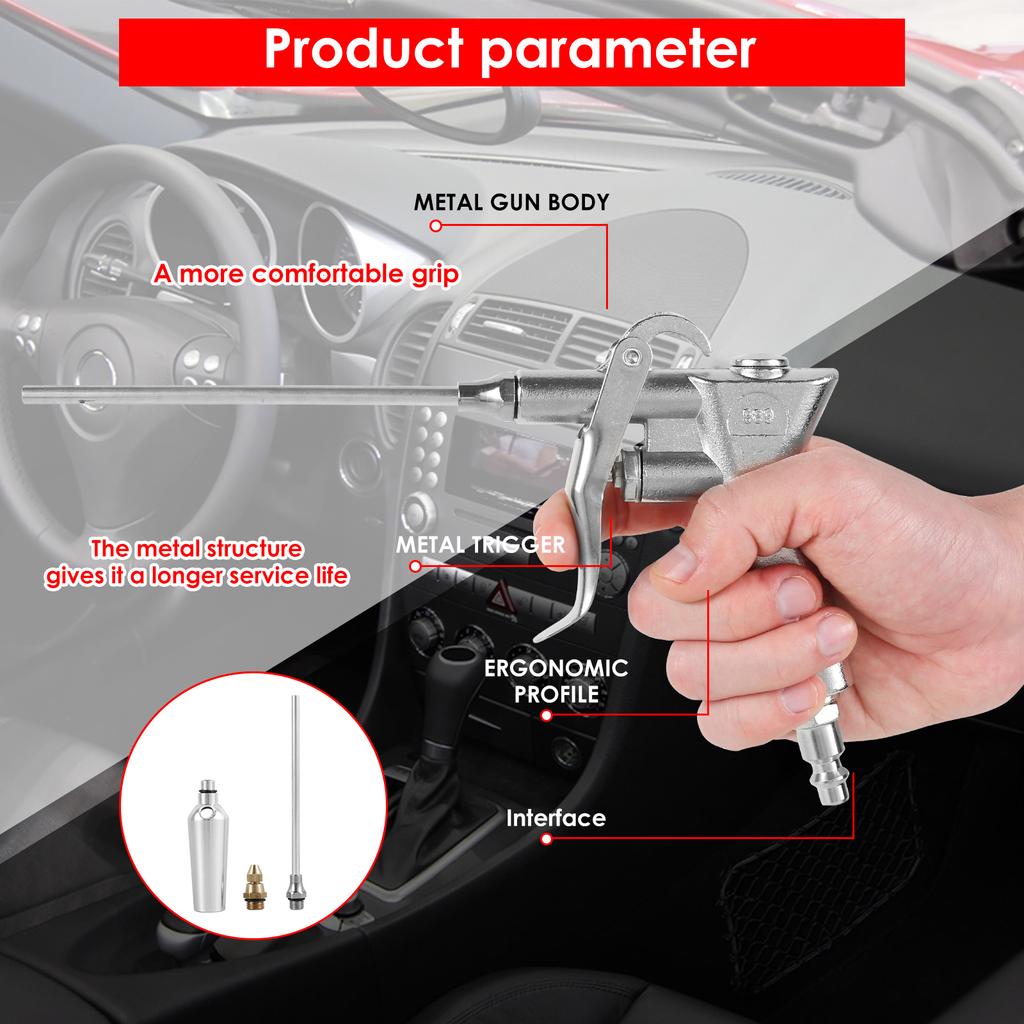 Air Blow Gun with Air Flow Nozzle Pneumatic Air Compressor Dust Blower Gun Industrial Car Dust Cleaning Tool