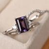 Luxury Platform New Women's Pair Ring, Creative Inlaid Purple Square Diamond Zircon Ring Wholesale