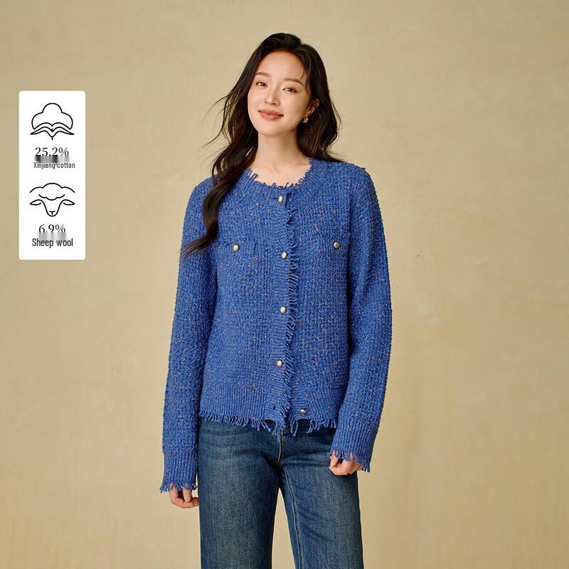 INMAN Tweed-Style Textured Knit Sweater