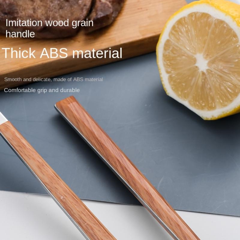 Набор посуды из нержавеющей стали с имитацией деревянной ручки, западная посуда, посуда, зажим, нож, вилка, чайная ложка, набор из пяти предметов