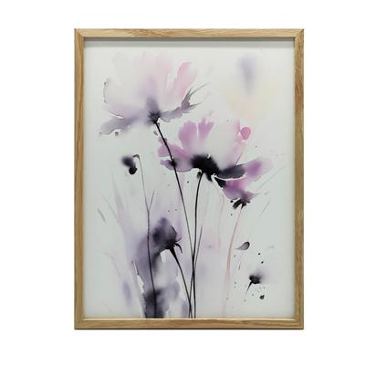 Нежные акварельные цветы Нежные акварельные цветы, 30x40 см, Деревянная рама темно-коричневая, Матовая бумага 230 г/м²