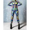 Unisex Cyber Punk 3D Digital Printing Halloween Party Role Play Outfit Women Men Cosplay Costume Carnival Jumpsuit