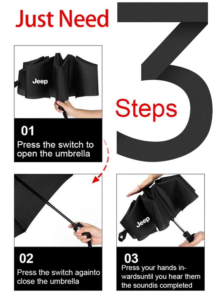 Car Umbrella For Jeep Renegade JK Compass Grand Cherokee Gladiator Patriot Trail Commander Automatic Folding Windproof Sunshade AMP1
