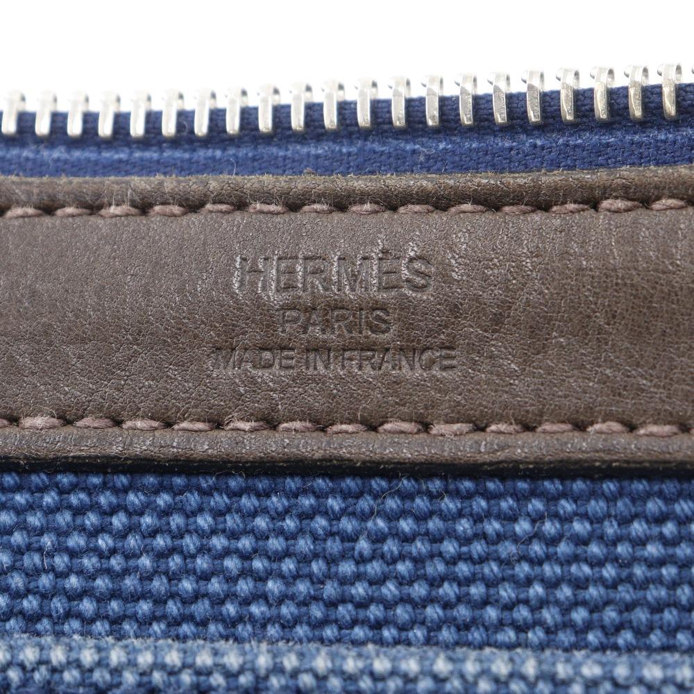 HERMES Kavasmira PM Handbag MedorHardware Navy blue canvas unisex Used