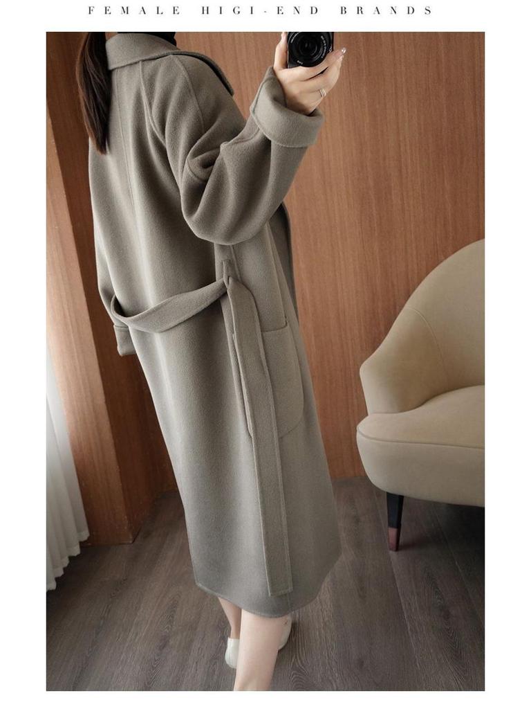 Extra Long Double-Faced Wool Coat for Women - Loose Silhouette, Off-Season Promotion