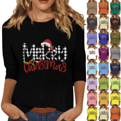 Женская мода повседневная кофта с разрезом на рукаве 3/4 и принтом ко Дню святого Валентина с круглым вырезом