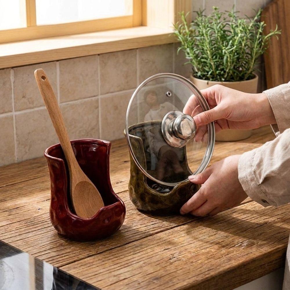 Heat-Resistant Pot Lid Storage Rack Non-Slip Soup Spoon Tray Chopsticks Stand  Kitchen Organizer