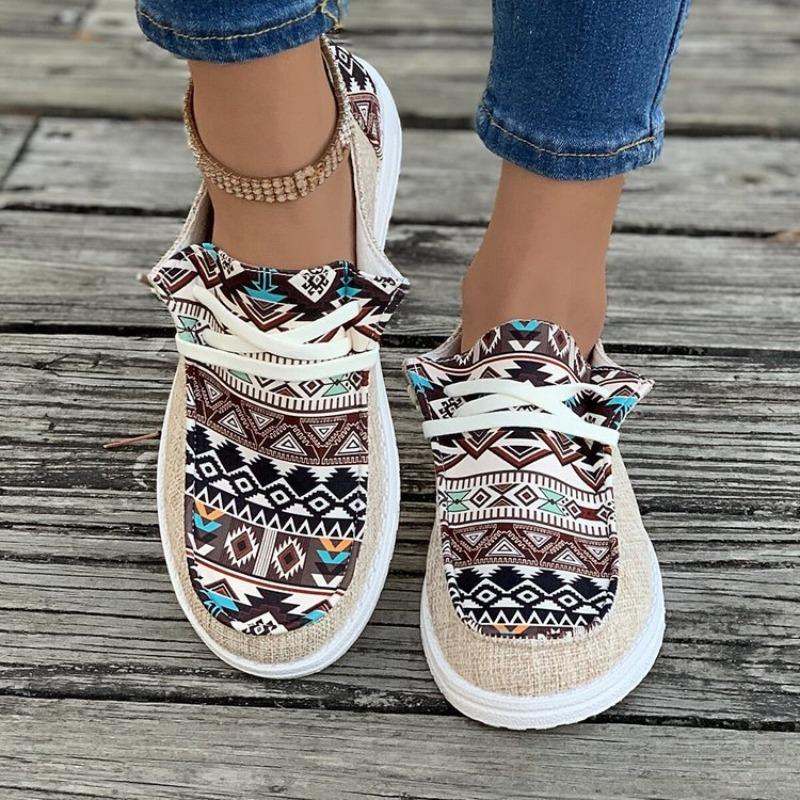 Spring Autumn Women's Canvas Loafers Ethnic Style Flat Bottom Casual Summer Women's Shoes Breathable Soft Bottom Lazy Shoe Sneaker Sport