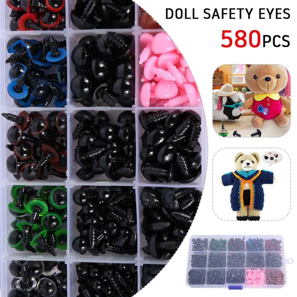 580pcs Safety Eyes Noses For DIY Bear Toys Animal Dolls Making Craft Kit Tool