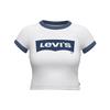Levis SS22 Letter Logo Printed Crew Neck Short Sleeve T-Shirt Women Tops White A3523-0005