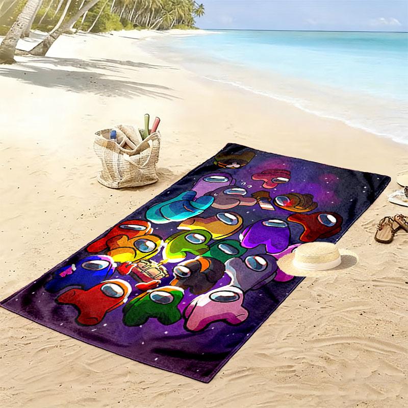 Among Us Print Beach Towel, Large Soft Quick Dry Towel for Beach Camping Swimming