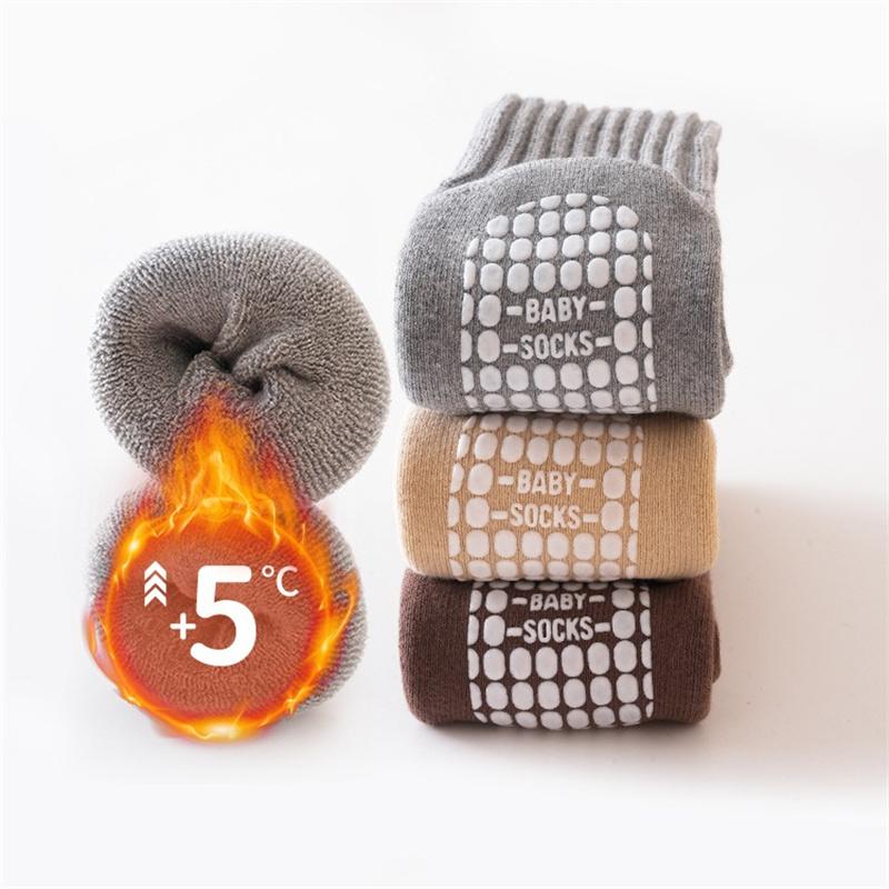 0-4 года Осень Зима Толстые Теплые Гольфы до колена Для Девочек Мальчиков Модные Простые Противоскользящие Носки для пола Детские Аксессуары для одежды