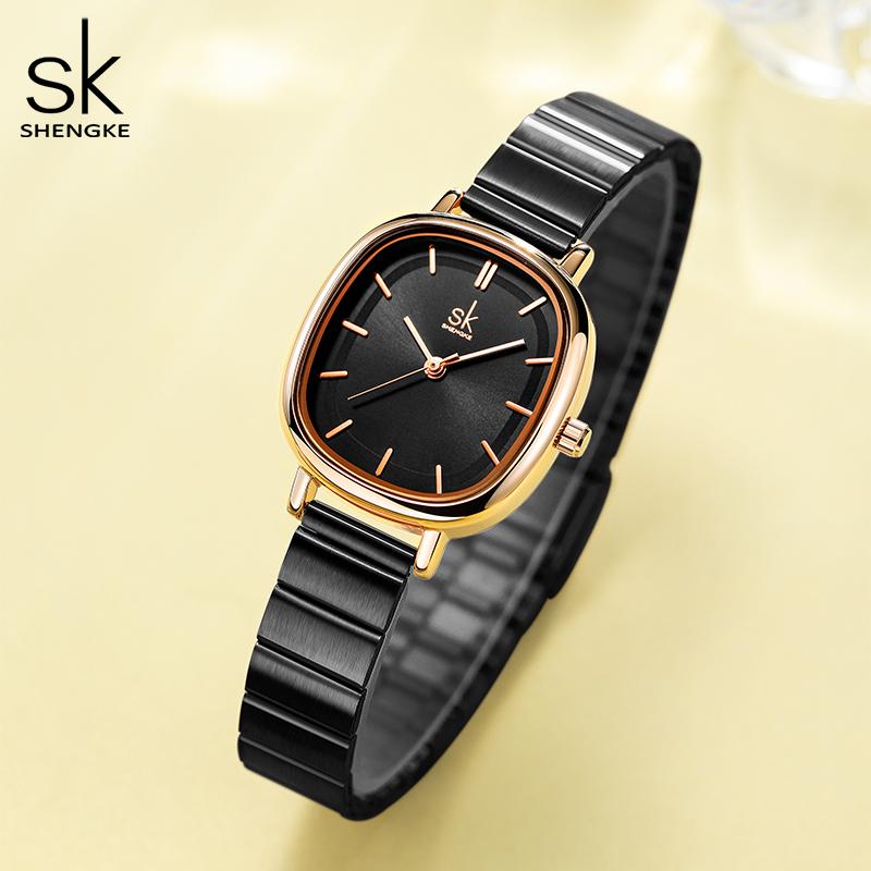 SHENGKE Relogio Feminino женские часы модные черные верхние роскошные женские кварцевые наручные часы элегантные женские часы SK новый дизайн
