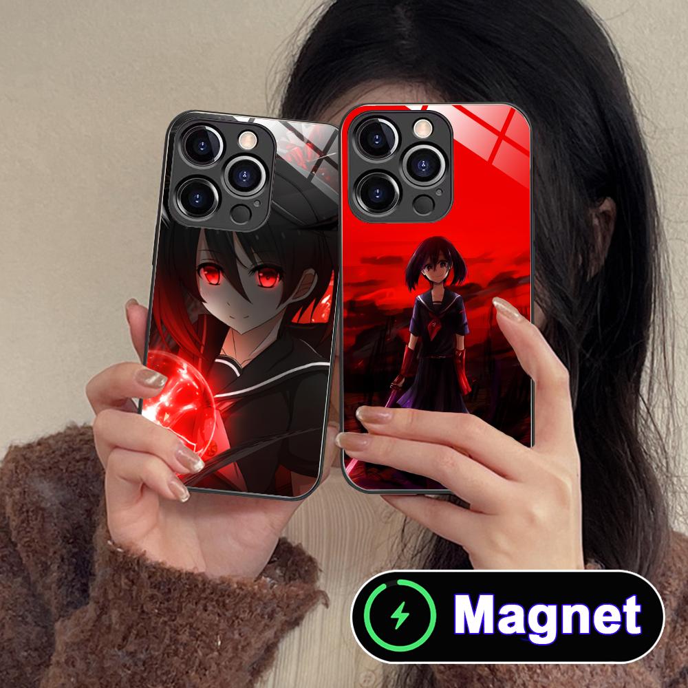 Akame Kurome Glass MagSafe Mobile Phone Case for iPhone 17 16 15 14 13 12 11 Air Pro Max Plus Mini Colorful Cover