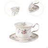 Ceramic Coffee Mug Porcelain Cups and Saucer Set Floral Tea Cappuccinos Gift for Family