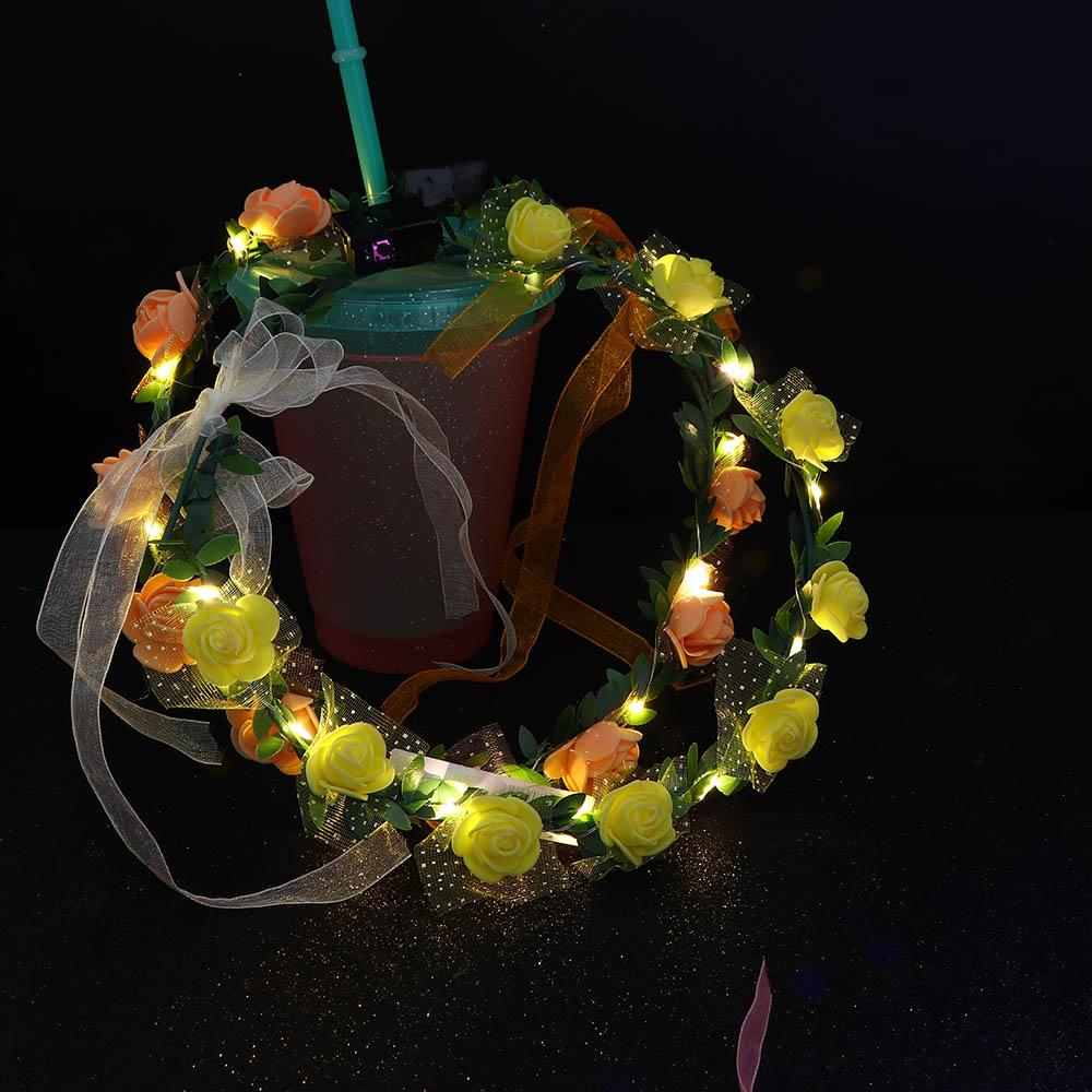 Свадебное головное украшение из пены, Корона, Цветочная повязка на голову, Женское головное украшение, Гирлянда со светодиодной подсветкой, Декорация венок