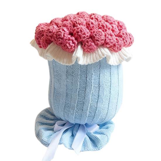 Декоративная вязаная подушка-плед «Букет роз» для дивана, кровати, подарок на День святого Валентина, День матери, Рождество