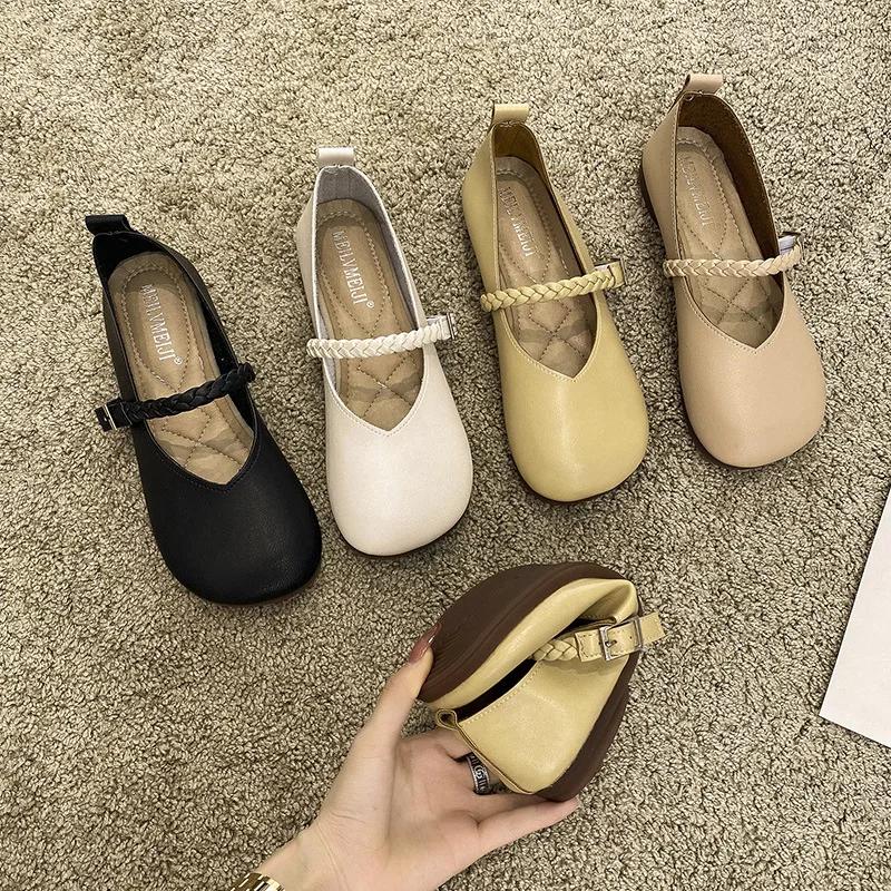 2024Shallow Mouth Casual Woman Shoe Square Toe Female Footwear Elegant Soft Autumn Modis Comfortable Moccasin Dress Fall Summer