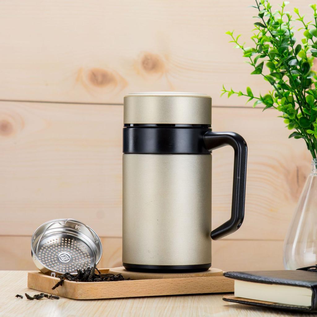 Stainless Steel Thermos Cup Gift Men's Business Office Cup with Handle Filter Tea Cup