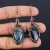Labradorite 999 Copper Wire Wrapped Earrings, Handmade Gemstone Earrings Jewelry, Gifts For Wife Brand New Earrings