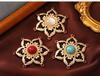 Vintage Hollowed Out Lotus Brooch Accessory with Matte Gold Ethnic Style Clothing Paired with Flower Pin