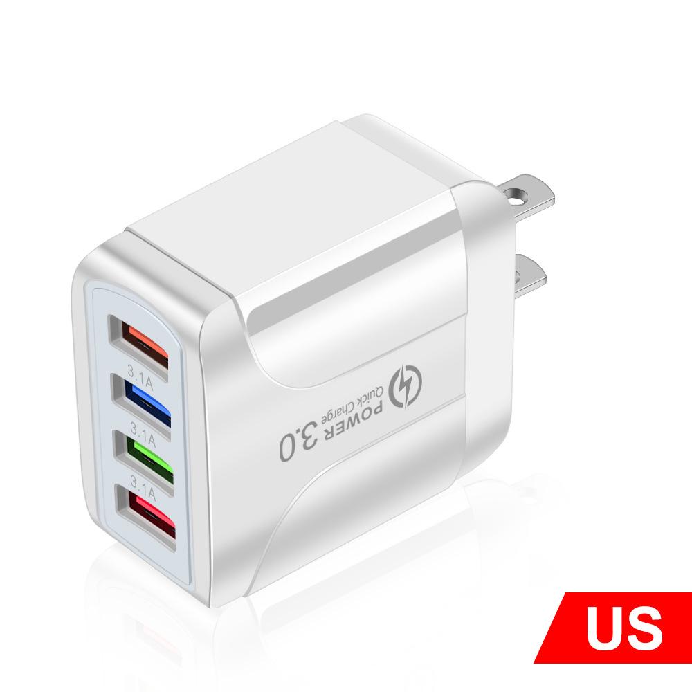 Цветное 4-портовое USB-зарядное устройство для путешествий 5 В / 2,4 А, быстрая зарядка, австралийский стандарт