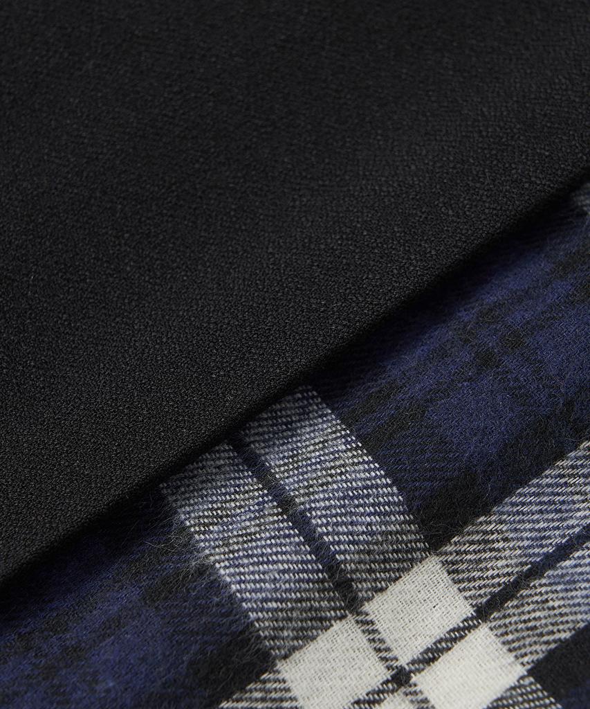 Cotton Bell Check Overlap Skirt - Navy Check