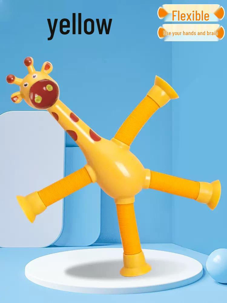 Светящаяся телескопическая труба-жираф, развивающая игрушка на присосках для взаимодействия родителя и ребенка